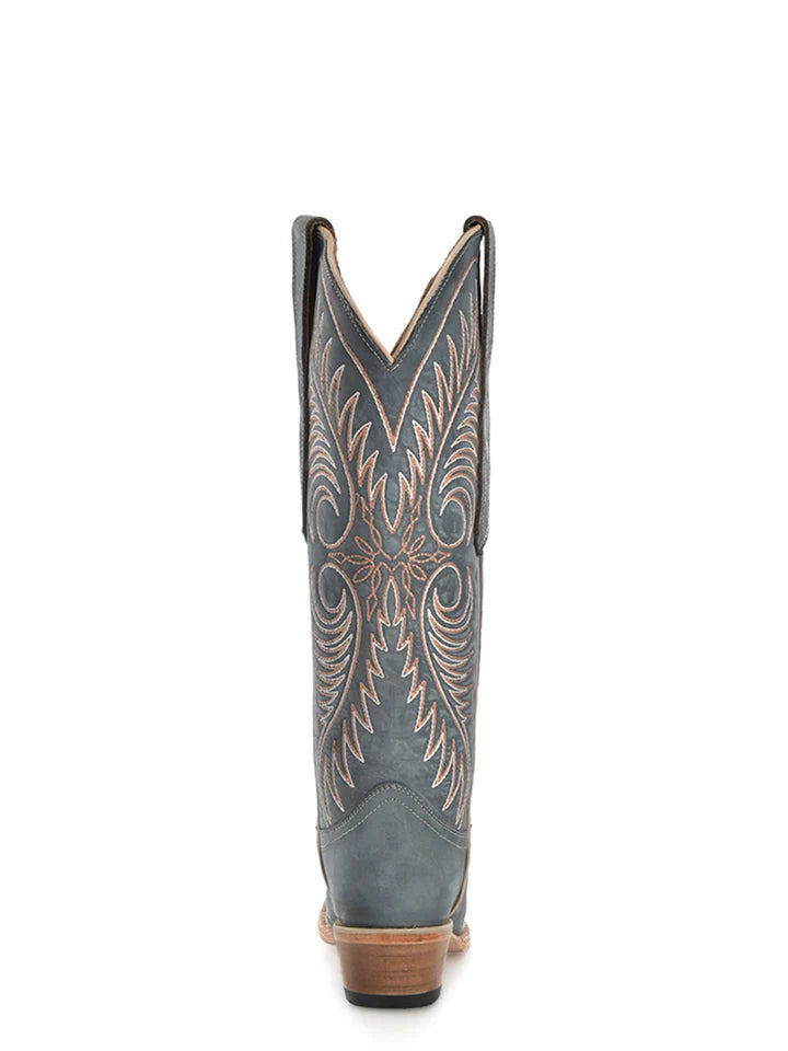Corral Boots Women's Embroidery Distressed Blue Snip Toe Cowboy Boots