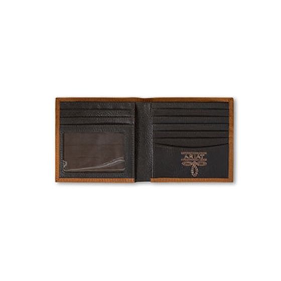 Ariat Medium Brown Men's Embossed Bi-Fold Wallet