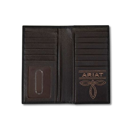 Ariat Black Men's Leather Rodeo Wallet with Mexico Flag Colors