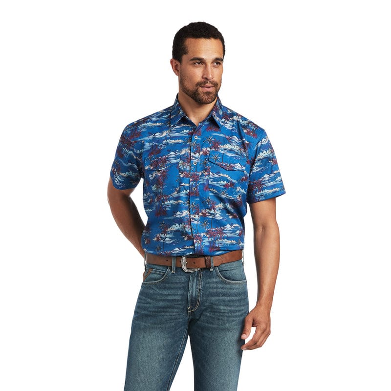Ariat Men's Short Sleeve VentTek Island Print Western Fitted Shirt