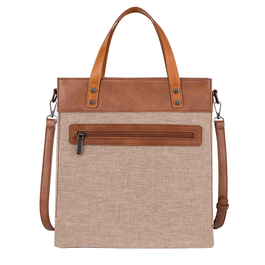 Wrangler Ladies Bucking Bronco Canvas Tan Crossbody Tote Bag