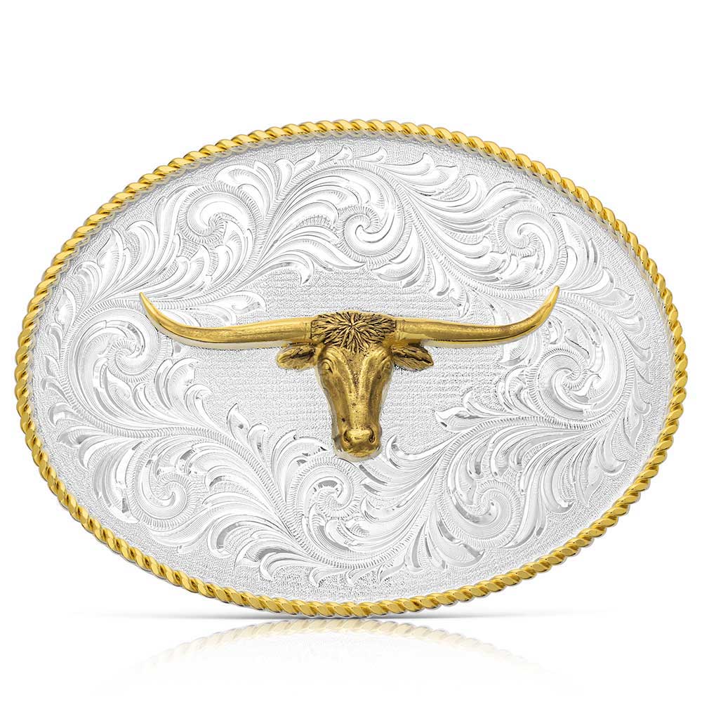 Montana Silversmiths Classic Western Two-Tone Buckle with Longhorn