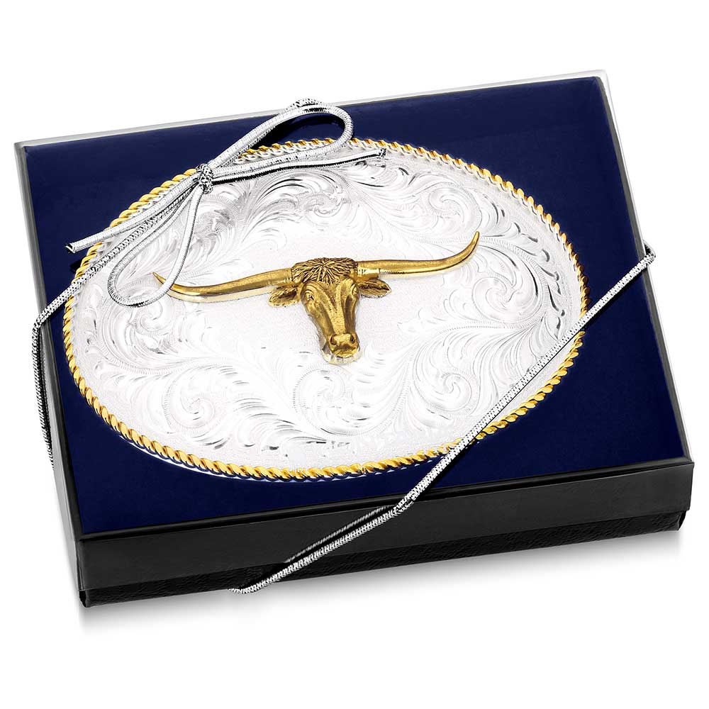 Montana Silversmiths Classic Western Two-Tone Buckle with Longhorn