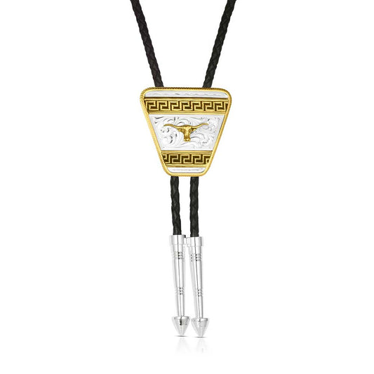Montana Silversmith Honor and Grit Bolo Tie with Longhorn