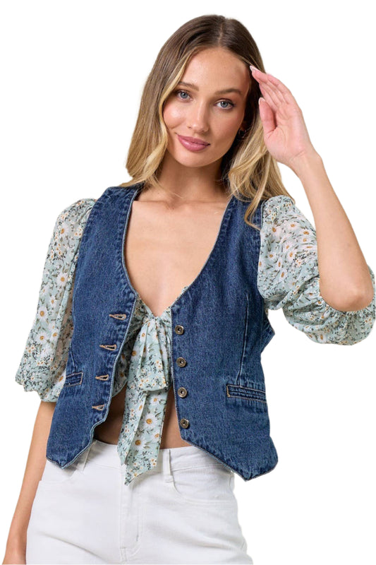 Wisteria Lane Women's Structured Denim Vest