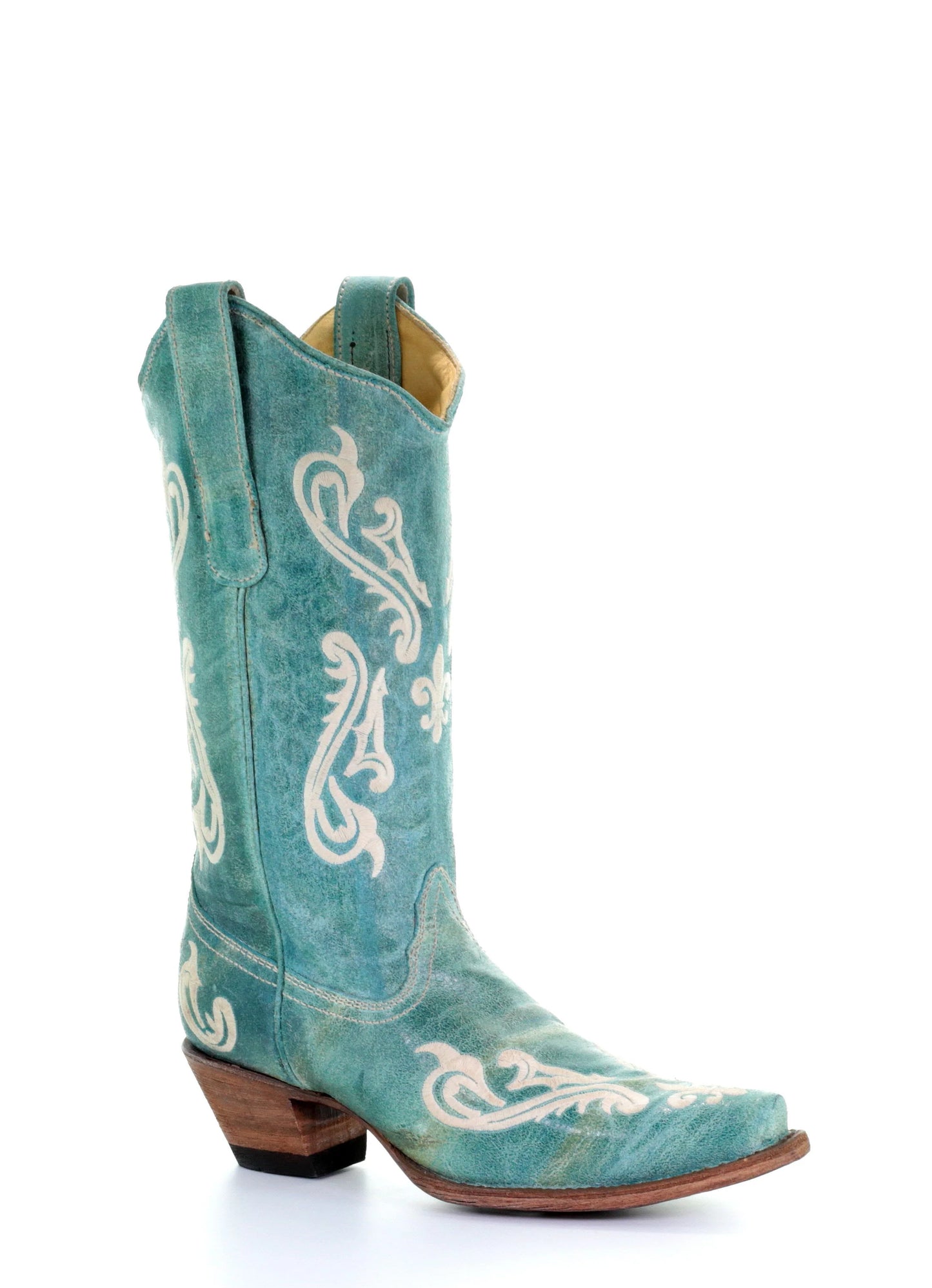 Corral Women's Snip Toe, Turquoise with White Stitching Boots