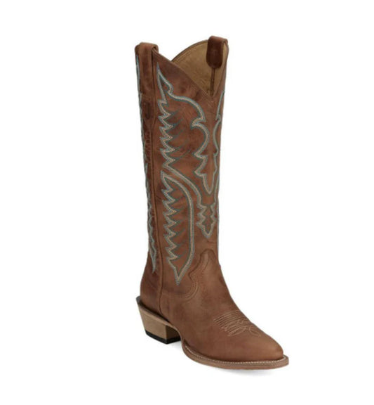 Justin Boots Women's Evelyn Barnwood Cowhide Medium Round Toe