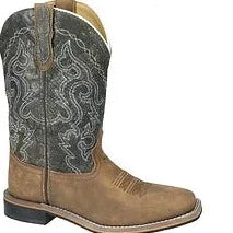 Smoky Mountain Women's Boots - Odessa Square Toe Brown Distress Vintage Charcoal