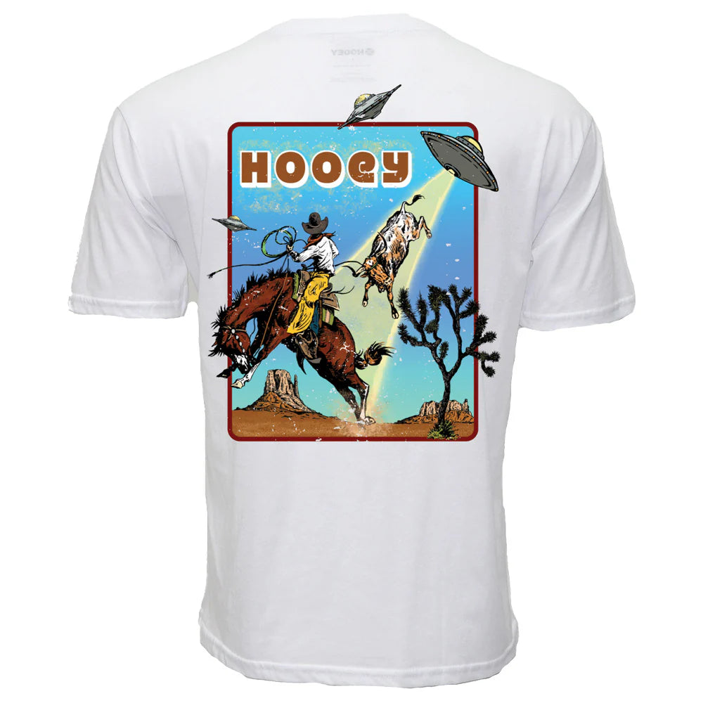 Hooey Men's "Space Rustler" Off-White with Space Cowboy Graphic on Back T-Shirt