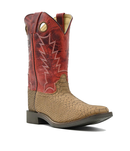 Smoky Mountain Viper Brown Square Toe Boots with Red Shaft