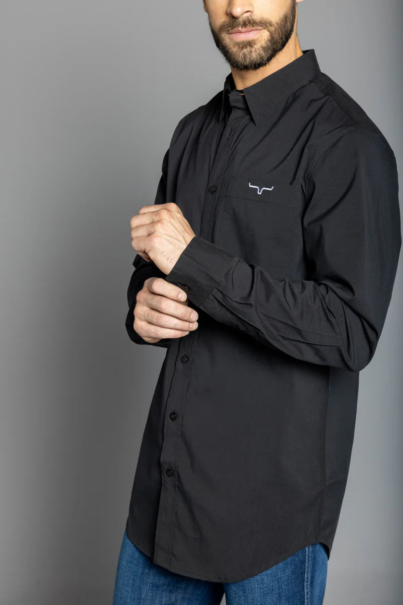 Kimes Ranch Men's Black KR Team Long Sleeve Dress Shirt