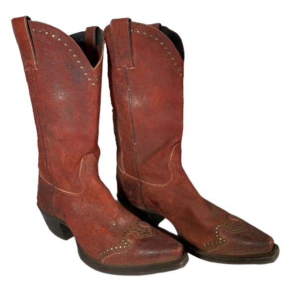 Sonora Women's Burgundy Roughout Snip Toe with Stud Detail Boots