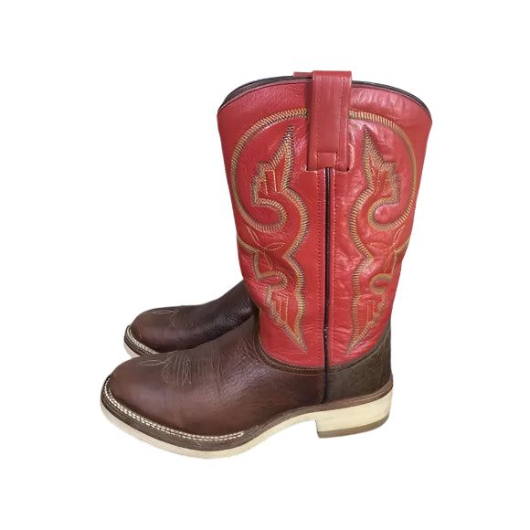 Double H Women's Round Toe Brown & Red Ropers with Crepe Sole Boots