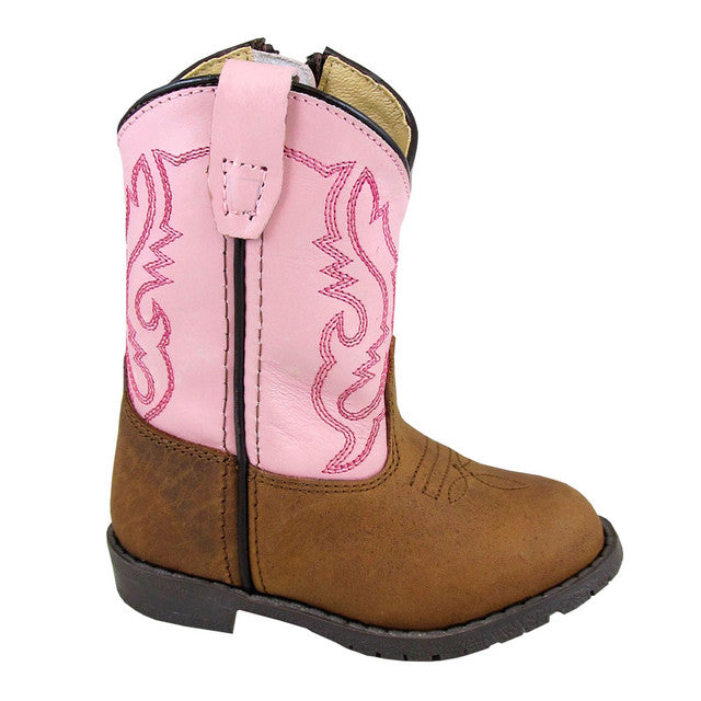 Smoky Mountain Toddler's Hop-a-long Brown Distress/Pink Western Boot