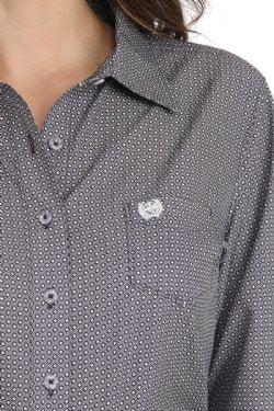 Cinch Women's Long Sleeve Arenaflex Geometric Purple Print Shirt