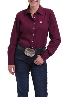 Cinch Women's Long Sleeve Shirt - Solid Burgundy