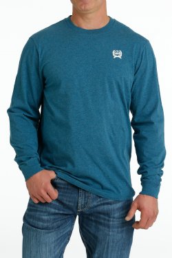 Cinch Men's Long Sleeve T-Shirt - Blue with Cinch Logo on Back