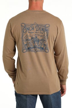 Cinch Long Sleeve T-Shirt Ranchin Ain't Easy Tee - Khaki