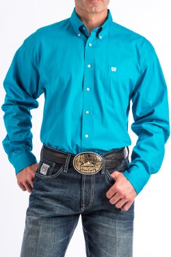 Cinch Men's Long Sleeve Shirt - Solid Teal