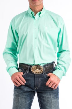 Cinch Men's Long Sleeve Shirt - Solid Mint Green