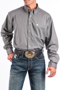 Cinch Men's Long Sleeve Shirt - Solid Grey