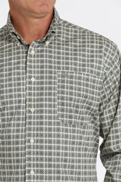 Cinch Men's Long Sleeve Kaleidoscope Print Button-Down Western Shirt - Cream