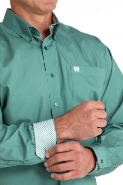 Cinch Men's Long Sleeve Solid Green Shirt