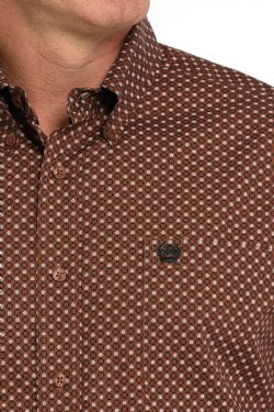 Cinch Men's Long Sleeve Geometric Print Button Down Western Shirt - Brown