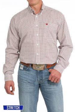 Cinch Men's Long Sleeve Card Game Print Button-Down Western Shirt - White