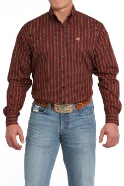 Cinch Men's Long Sleeve Shotgun Shell Print Button-Down Western Shirt - Red