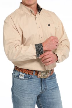 Cinch Men's Long Sleeve Microstrip Print Button-Down Western Shirt - Gold