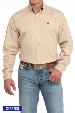 Cinch Men's Long Sleeve Microstrip Print Button-Down Western Shirt - Gold