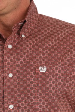 Cinch Men's Medallion Print Button-Down Western Shirt - Red