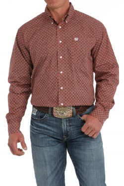 Cinch Men's Medallion Print Button-Down Western Shirt - Red