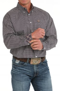 Cinch Men's Floral Print Button-Down Western Shirt - Purple