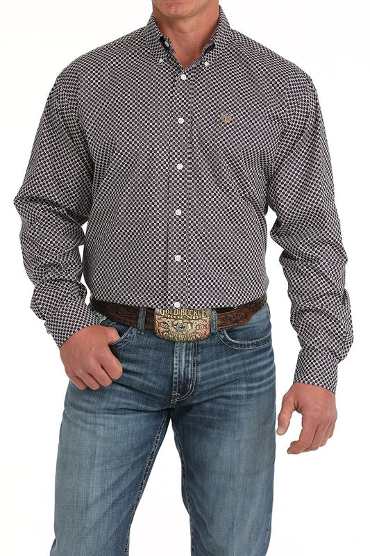 Cinch Men's Floral Print Button-Down Western Shirt - Purple