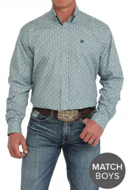 Cinch Men's Long Sleeve Geometric Print Button-Down Western Shirt - Green