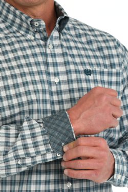 Cinch Men's Long Sleeve Plaid Button-Down Western Shirt - Cream