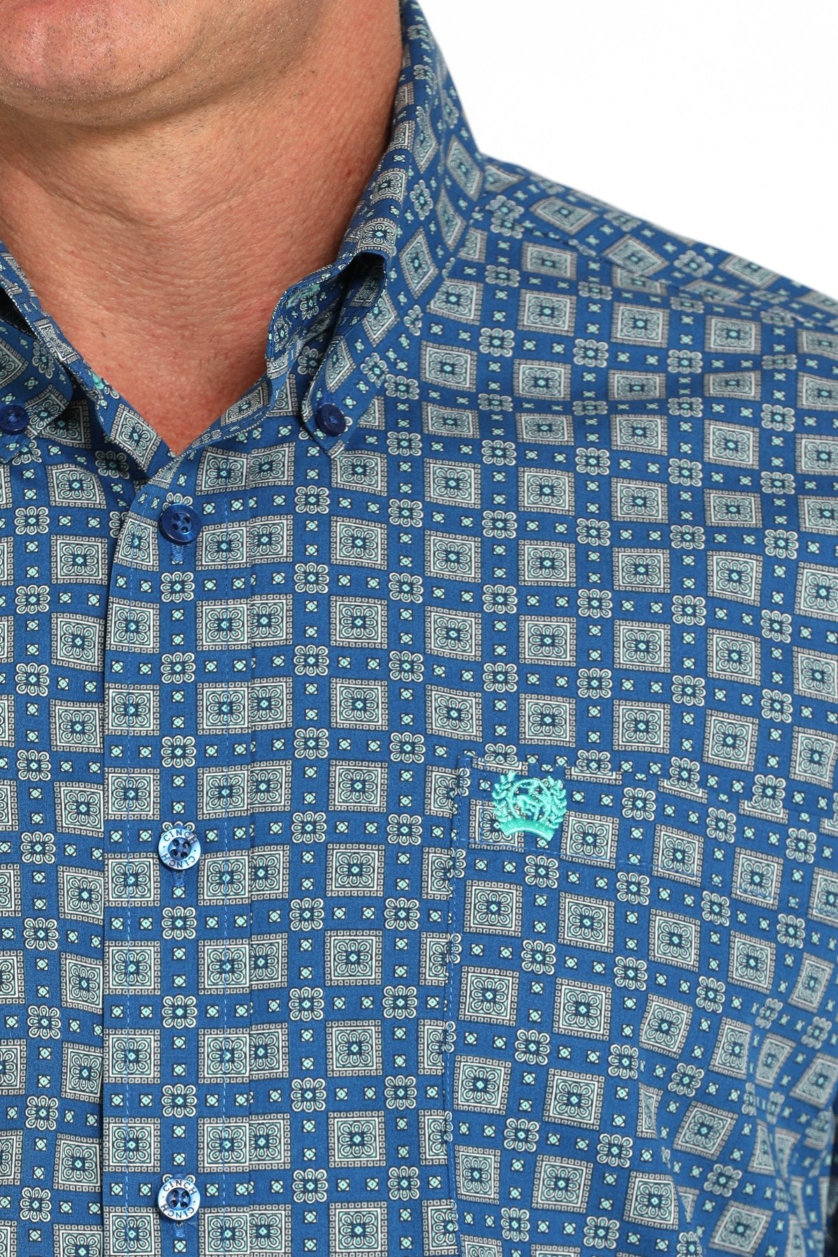 Cinch Men's Medallion Print Button-Down Western Shirt - Royal Blue