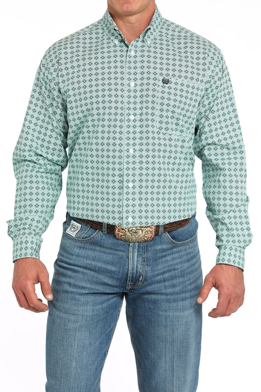 Cinch Men's Medallion Print Button-Down Western Shirt - Turquoise