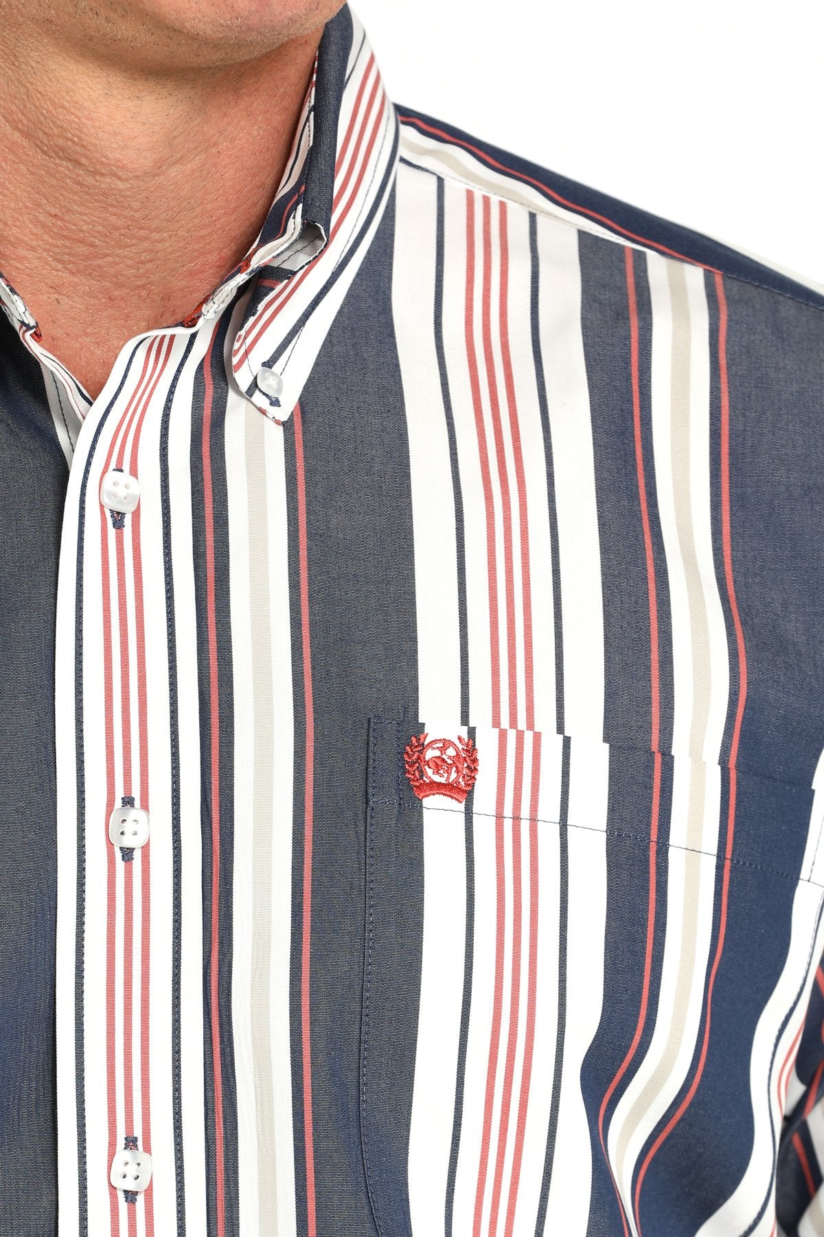 Cinch Men's Striped Button-Down Western Shirt - Navy & White
