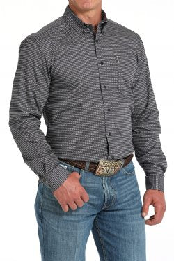 Cinch Men's Modern Fit Geometric Print Button-Down Western Shirt - Gray