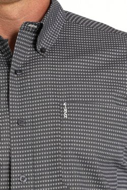 Cinch Men's Modern Fit Geometric Print Button-Down Western Shirt - Gray