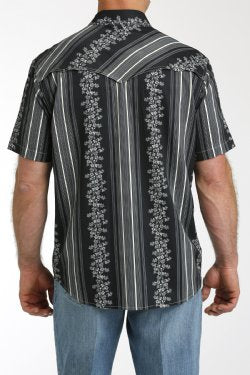 Cinch Men's Short Sleeve Camp Shirt Black Print