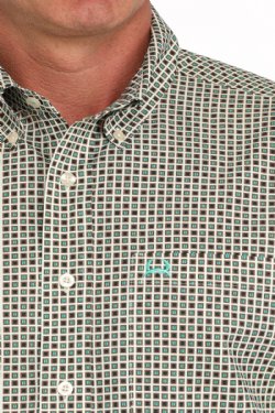 Cinch Men's Arenaflex Short Sleeve Geometric Print Button-Down Western Shirt - Cream