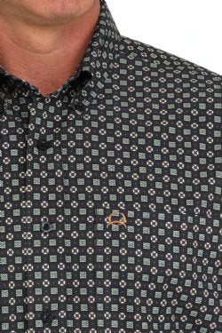 Cinch Men's Arenaflex Long Sleeve Medallion Print Button-Down Western Shirt - Navy