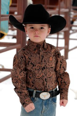 Cinch Toddlers Long Sleeve Shirt - Black & Gold Paisley