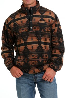 Cinch Men's Fleece Pullover - Black Southwestern Print