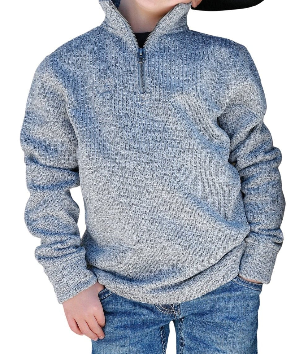 Cinch Children's 1/4 Zip Sweater Heather Grey