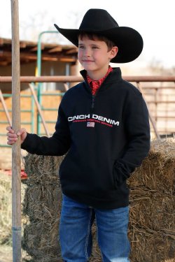 Cinch Boy's Long Sleeve 1/4 Zip Pullover - Black